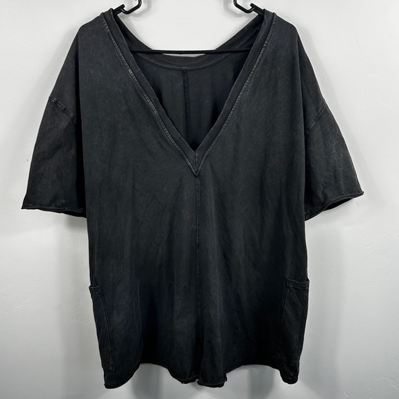 Free People FP Movement Hot Shot Tee Romper Washed Black Size Medium - Picture 4 of 9